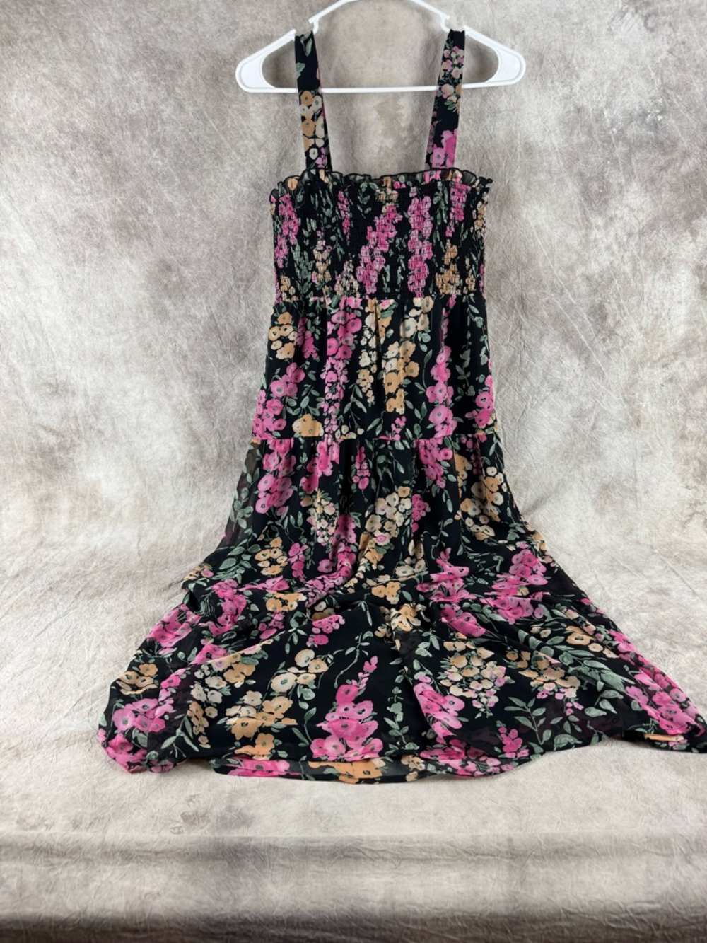 Sam Edelman Black Maxi Dress with Pink and Beige Floral Print 8 summer wedding